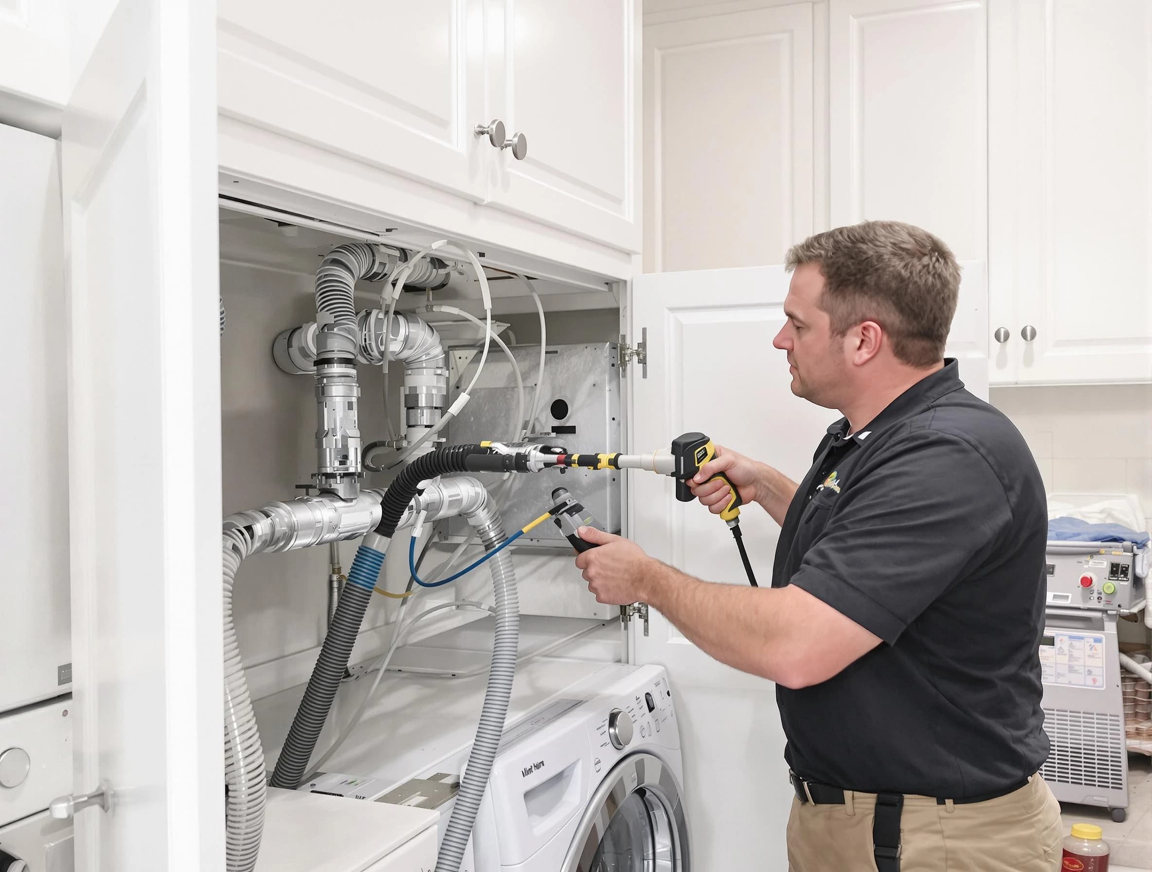 Johns Creek Dryer Vent Cleaning professional removing severe blockage from a clogged dryer vent in Johns Creek