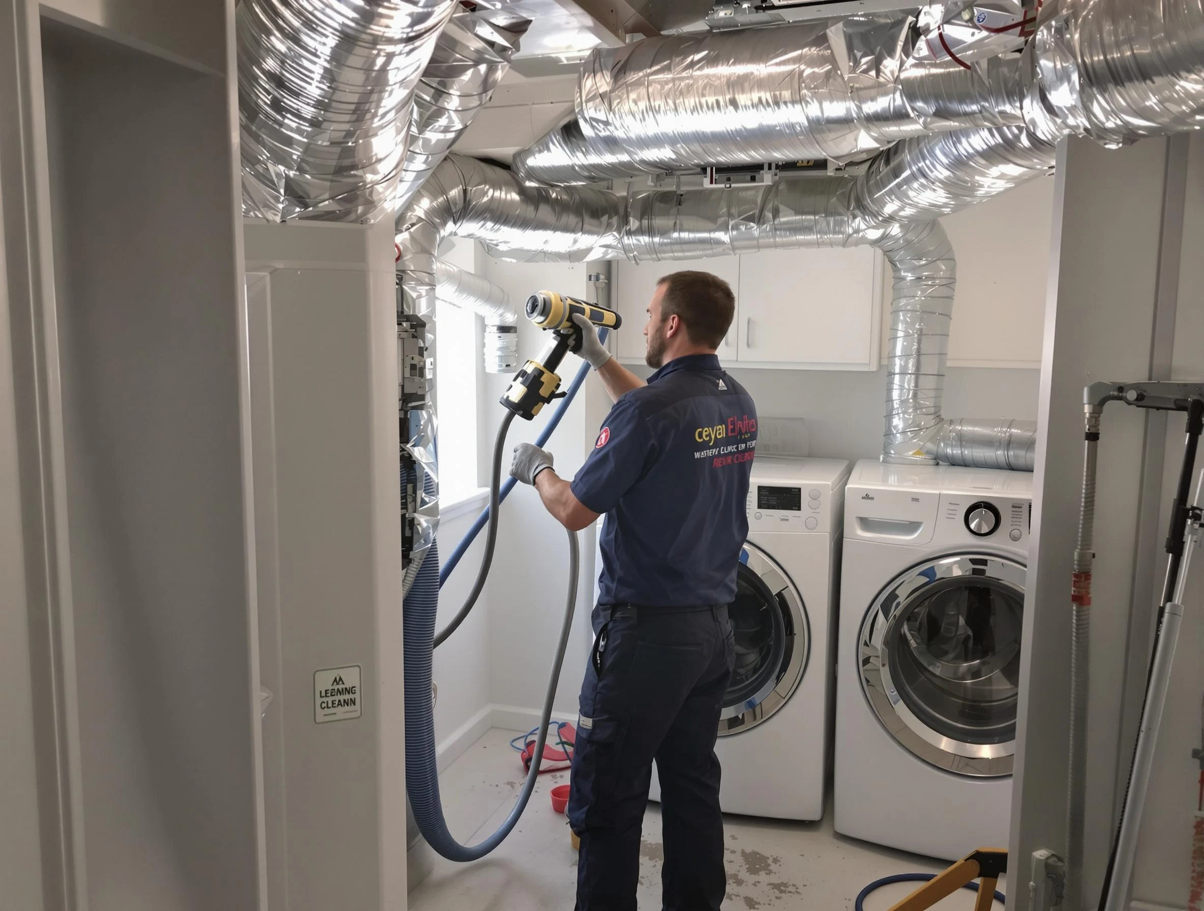 Johns Creek Dryer Vent Cleaning specialist using advanced equipment for thorough duct cleaning in Johns Creek